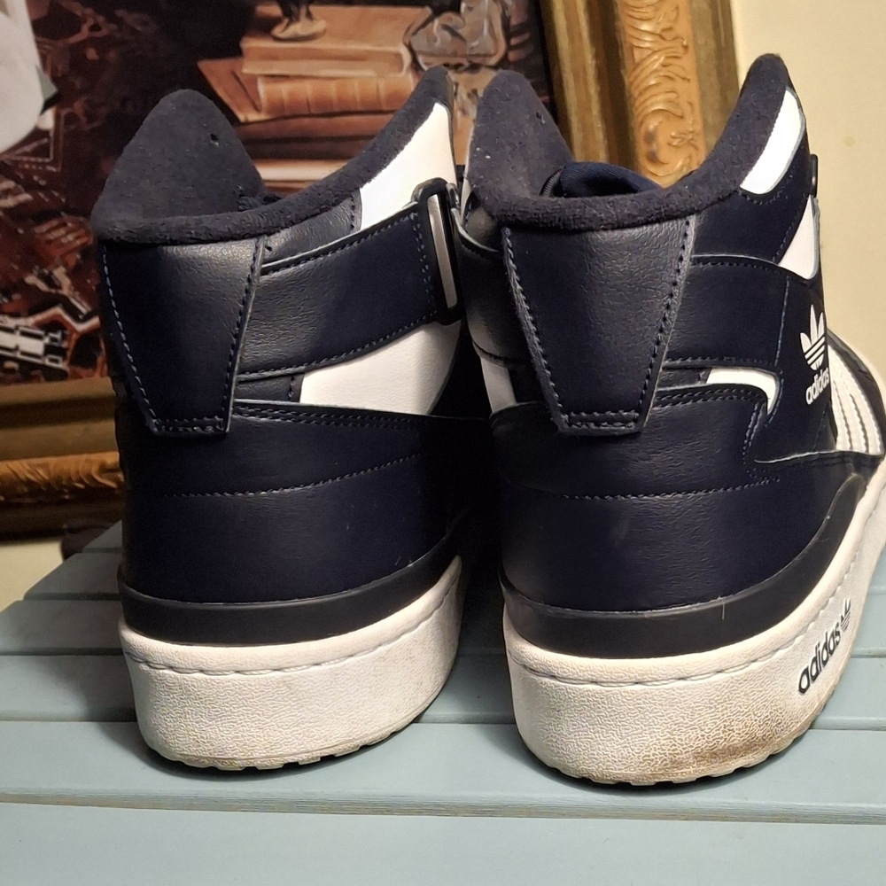 Adidas Men's Navy and White High-Top Sneakers - Picture 8 of 11